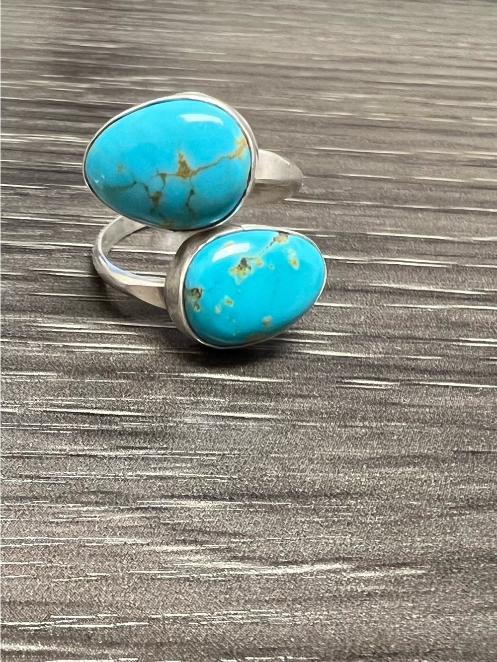 Turquoise wrap around Ring, sterling silver